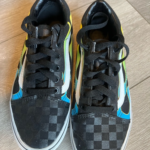 Vans kids Black and Blue Old Skool Glow in the Dark Sneakers - Picture 1 of 4
